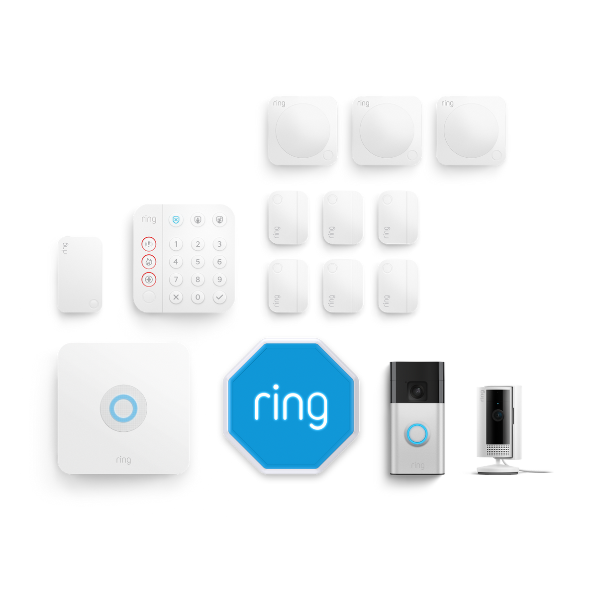 Alarm, Indoor Camera 2nd Gen + Battery Video Doorbell Pack - XL (with siren)
